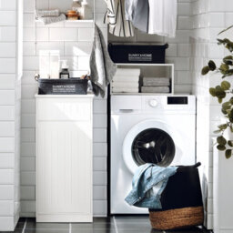 Sobuy Bzr110-W, Laundry Cabinet Laundry Chest Bathroom Storage Cabinet,white,w40Xd39Xh85 - thumbnail 2