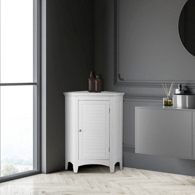 Teamson Home Bathroom Standing Corner Cabinet, Wooden Cabinet With Shutter Door, Bathroom Storage - image 1