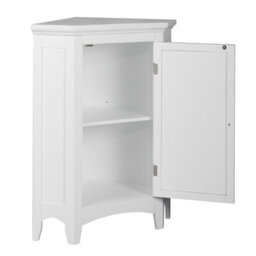 Teamson Home Bathroom Standing Corner Cabinet, Wooden Cabinet With Shutter Door, Bathroom Storage - thumbnail 6