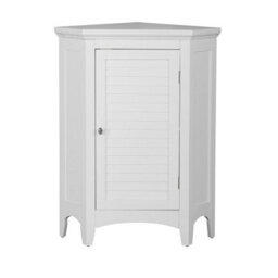 Teamson Home Bathroom Standing Corner Cabinet, Wooden Cabinet With Shutter Door, Bathroom Storage - thumbnail 2