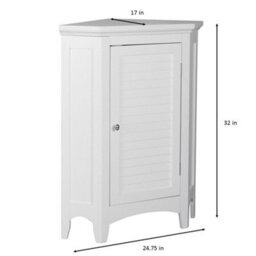 Teamson Home Bathroom Standing Corner Cabinet, Wooden Cabinet With Shutter Door, Bathroom Storage - thumbnail 5