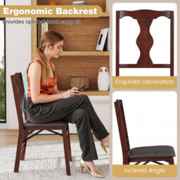 Gainoom Set Of 2 Folding Black Dining Chairs Space-Saving Upholstered Kitchen Chair With Soft Padded Seat Cushion - thumbnail 9