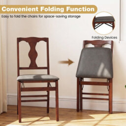 Gainoom Set Of 2 Folding Black Dining Chairs Space-Saving Upholstered Kitchen Chair With Soft Padded Seat Cushion - thumbnail 8