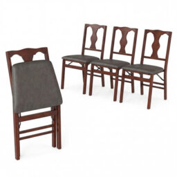 Gainoom Set Of 2 Folding Black Dining Chairs Space-Saving Upholstered Kitchen Chair With Soft Padded Seat Cushion - thumbnail 3
