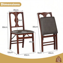 Gainoom Set Of 2 Folding Black Dining Chairs Space-Saving Upholstered Kitchen Chair With Soft Padded Seat Cushion - thumbnail 2