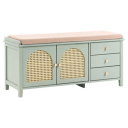 Beliani Shoe Storage Bench Bendigo Mint Green - thumbnail 1