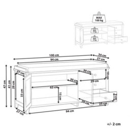 Beliani Shoe Storage Bench Bendigo Mint Green - thumbnail 3