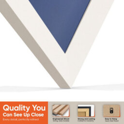 "AK Frames 25X17"" White Sleek Vinyl Record Frame With Blue Mount For 12 Inch Lp Cover & Disc - Overlapped Design" - thumbnail 3