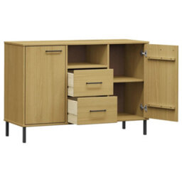 Berkfield Sideboard With Metal Legs Brown 113X40X77 Cm Solid Wood Oslo - thumbnail 5