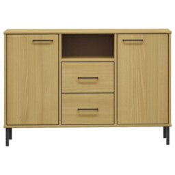 Berkfield Sideboard With Metal Legs Brown 113X40X77 Cm Solid Wood Oslo - thumbnail 4