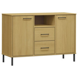 Berkfield Sideboard With Metal Legs Brown 113X40X77 Cm Solid Wood Oslo - thumbnail 2