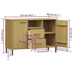 Berkfield Sideboard With Metal Legs Brown 113X40X77 Cm Solid Wood Oslo - thumbnail 8