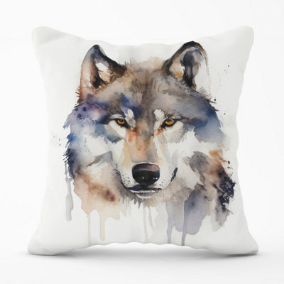 Warren Reed Designer Wolf Watercolour Outdoor Cushion 45Cm X 45Cm - image 1