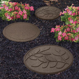 Garden Stepping Stones Ornamental Path Eco Friendly Weatherproof Recycled Rubber Leaf Design Earth (1) - thumbnail 1