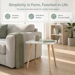 Small White Wood Side Table Modern Mini Coffee Table - thumbnail 4