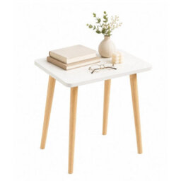 Small White Wood Side Table Modern Mini Coffee Table - thumbnail 1