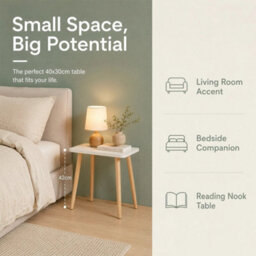 Small White Wood Side Table Modern Mini Coffee Table - thumbnail 5