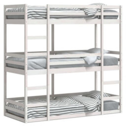 Berkfield Triple Bunk Bed Without Mattress White 90X200 Cm Solid Wood Pine - thumbnail 2