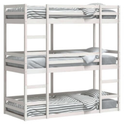 Berkfield Triple Bunk Bed Without Mattress White 90X200 Cm Solid Wood Pine - thumbnail 4