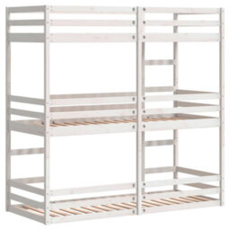 Berkfield Triple Bunk Bed Without Mattress White 90X200 Cm Solid Wood Pine - thumbnail 7