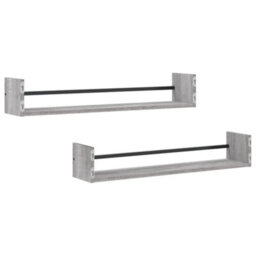 Berkfield Wall Shelves With Bars 2 Pcs Grey Sonoma 80X16X14 Cm - thumbnail 6