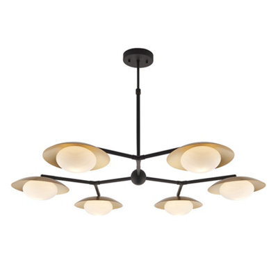 Luminosa Lighting Luminosa Tivoli 6 Light Ceiling Semi Flush Gold & Dark Bronze Finish With Opal Glass - image 1