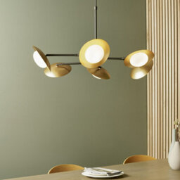 Luminosa Lighting Luminosa Tivoli 6 Light Ceiling Semi Flush Gold & Dark Bronze Finish With Opal Glass - thumbnail 4