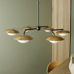 Luminosa Lighting Luminosa Tivoli 6 Light Ceiling Semi Flush Gold & Dark Bronze Finish With Opal Glass - thumbnail 5
