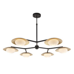 Luminosa Lighting Luminosa Tivoli 6 Light Ceiling Semi Flush Gold & Dark Bronze Finish With Opal Glass