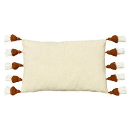 Furn. Rainbow Tuft Tasselled 100% Cotton Feather Filled Cushion - thumbnail 2