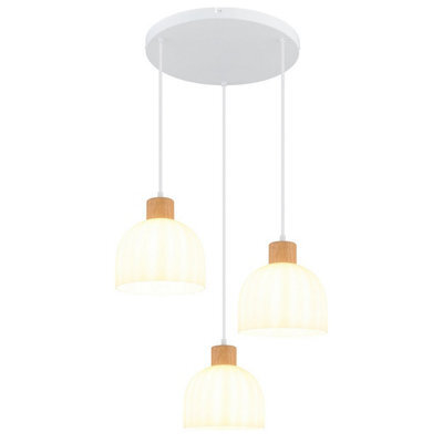 Luminosa Lighting Luminosa Swanson Cluster Pendant Ceiling Light Matt White, Glass Opal Shades, 3X E27 - image 1