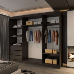 M N Furniture Ltd Modern 3-Door Sliding Wardrobe With Led Light & Mirror - 250Cm Bedroom Cabinet (Wenge 250Cm) - thumbnail 2