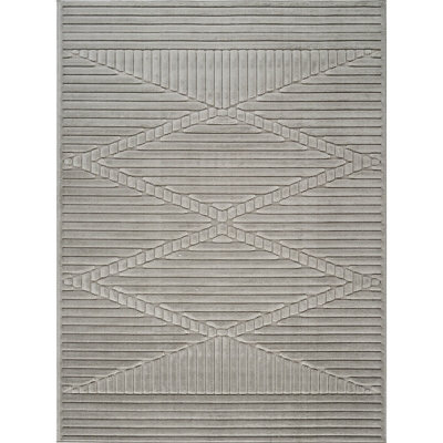 Livabliss Le Mans-Modern Grey 3D High & Low Pile Textured In- & Outdoor Rug 120 X 170 Cm Easy Care, Non Shedding - image 1
