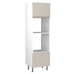 Kitchen Kit Oven & Microwave Tall Housing Unit 600mm W/ J-Pull Cabinet Door - Super Gloss Light Grey - thumbnail 1