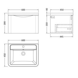Dezine Thames 600mm 1 Drawer Satin Green Wall Hung Vanity Unit - thumbnail 2