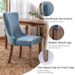 HomeTouch Set Of 6 Lux Velvet Dining Chairs Wing Back Kitchen Bedroom Office Chairs Ocean Blue - thumbnail 5