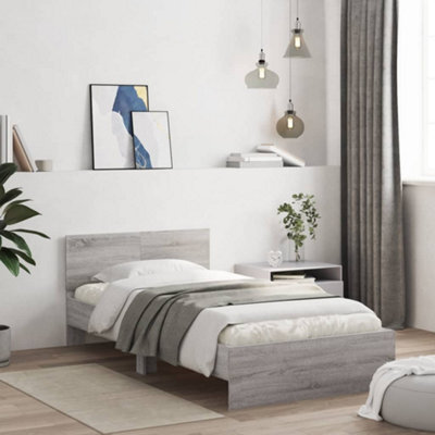 Berkfield Bed Frame Without Mattress With Headboard Grey Sonoma 100X200 Cm - image 1