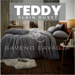 Gc Gaveno Cavailia Teddy Bear Fleece Super King Silver Duvet Set With Matching Pillowcase Fluffy Warm & Cosy Bedding Set - thumbnail 5
