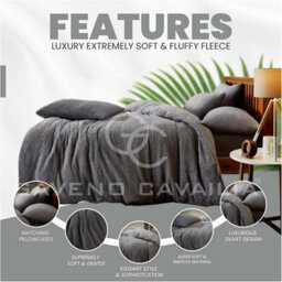 Gc Gaveno Cavailia Teddy Bear Fleece Super King Silver Duvet Set With Matching Pillowcase Fluffy Warm & Cosy Bedding Set - thumbnail 2