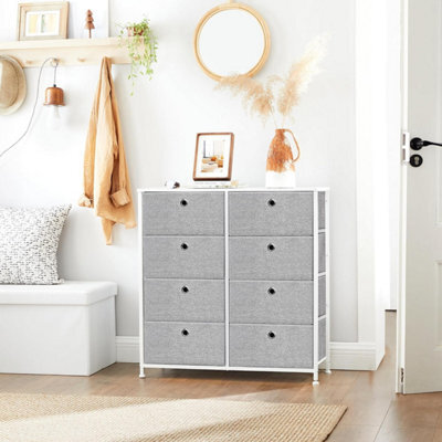 Songmics Chest Of Drawers, Storage Unit With 8 Fabric Drawers, Dresser, Organiser Unit, Tabletop, Light Grey And White - image 1