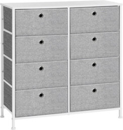 Songmics Chest Of Drawers, Storage Unit With 8 Fabric Drawers, Dresser, Organiser Unit, Tabletop, Light Grey And White - thumbnail 8