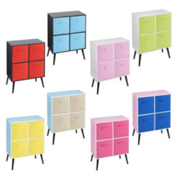 Urbn-Living Urbnliving 61Cm Height 4 Cube White Wooden Bookcase With Black Legs Shelf Storage Cream Drawers - thumbnail 2