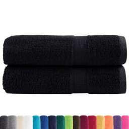 Berkfield Durable Premium Shower Towels Solund 2 Pcs Black 70X140 Cm 600 Gsm