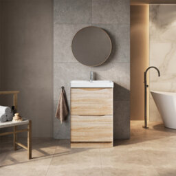 Plum&clay Eden Light Oak Floor Standing Vanity Unit With Ceramic Basin (W)600mm - thumbnail 2