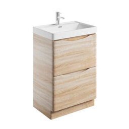 Plum&clay Eden Light Oak Floor Standing Vanity Unit With Ceramic Basin (W)600mm - thumbnail 4