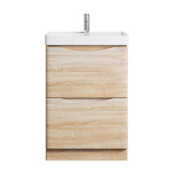 Plum&clay Eden Light Oak Floor Standing Vanity Unit With Ceramic Basin (W)600mm - thumbnail 3