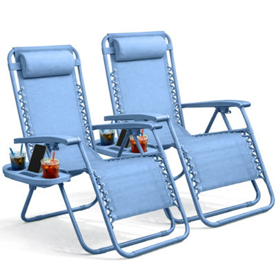 Keplin Standard Model Of Gravity Chair 110X65X90Cm, 2Pk Adjustable Reclining Zero Gravity Lounger For Garden & Patio, Blue - image 1