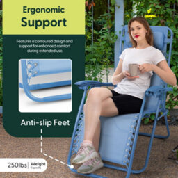 Keplin Standard Model Of Gravity Chair 110X65X90Cm, 2Pk Adjustable Reclining Zero Gravity Lounger For Garden & Patio, Blue - thumbnail 8