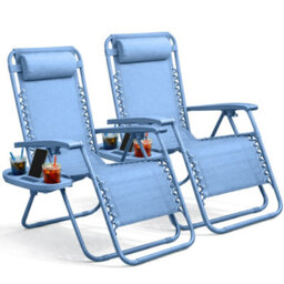 Keplin Standard Model Of Gravity Chair 110X65X90Cm, 2Pk Adjustable Reclining Zero Gravity Lounger For Garden & Patio, Blue