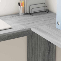 Berkfield Modern Corner Desk With Storage Grey Sonoma 140X113,5X75Cm - thumbnail 4